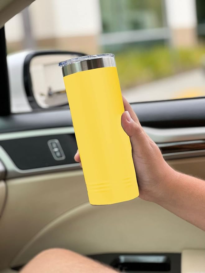 LaserGram 22oz Vacuum Insulated Skinny Tumbler, Gardening, Personalized Engraving Included (Yellow)