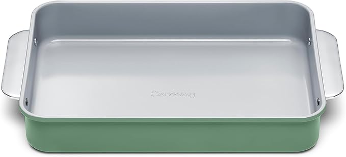 Caraway Non-Stick Ceramic 9?쓝13??Rectangle Pan - Naturally Slick Ceramic Coating - Non-Toxic, PTFE & PFOA Free - Perfect for Brownies, Lasagnas, and More - Sage