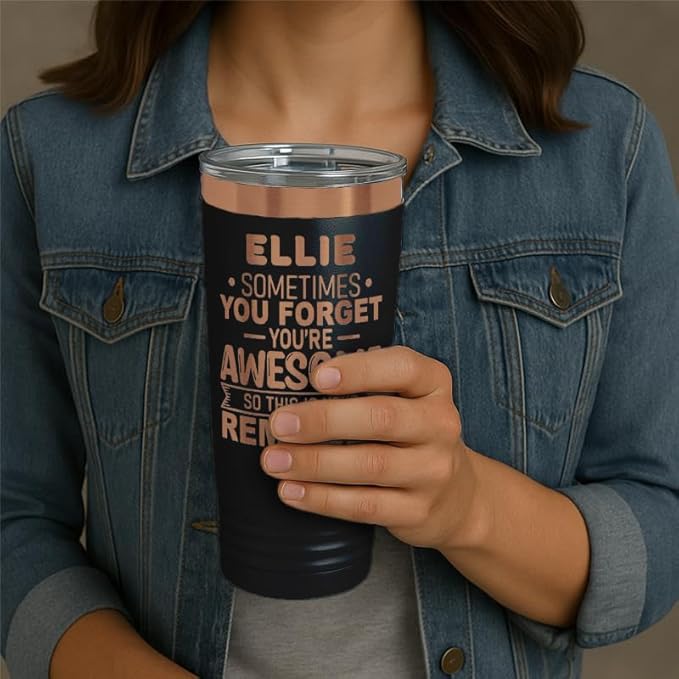 Personalized Inspirational Tumbler, Inspirational Gifts for Men Dad Father Wife Sister Women, Custom Birthday For Him Her, Customized You?셱e Awesome Tumbler, Teacher Coworker 20oz Black Copper