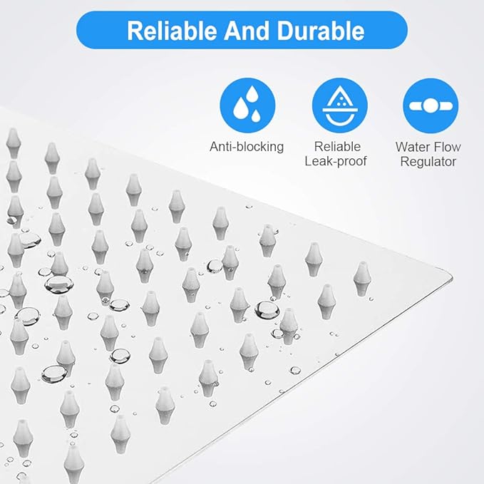 Shower Head, Kaqinu 10'' High Pressure Rainfall Shower Head/Handheld Showerhead Combo with 11??Extension Arm, Anti-leak Shower Head with Holder/Hose, Flow Regulator - Chrome