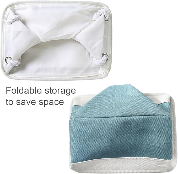 TheWarmHome Fabric Storage Bin with Handles,Storage Basket for Home Storage and Organization, Shelf Basket with Cover for Living Room Bedroom Closet竊늋hite & Green Large,15.7L*11.8W*8.3H