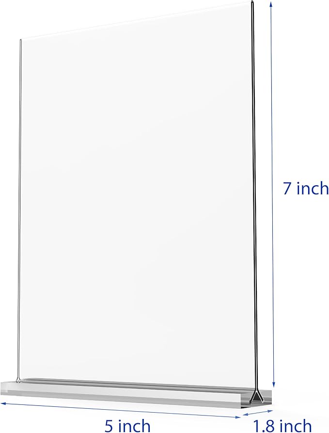 newnewshow 5?쐘7??Acrylic Sign Holder 6 Pack Vertical T Shape Double-Sided Desktop Display Holder
