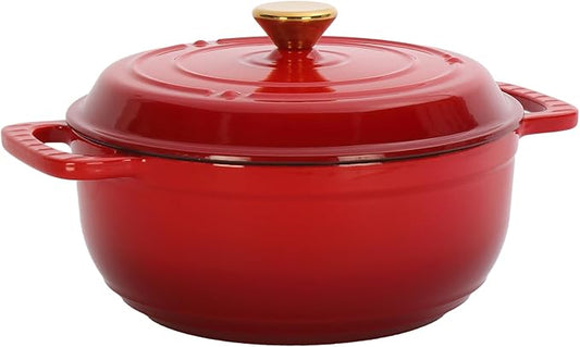 Dutch Oven Pot with Lid, 6 Quart Enameled Cast Iron Dutch Oven, Dual Handles, Kitchen Pots Oven Safe up to 500째F, Stovetop Compatible, Marinate, Cook, Bread Baking, Refrigerate & Serve, Red