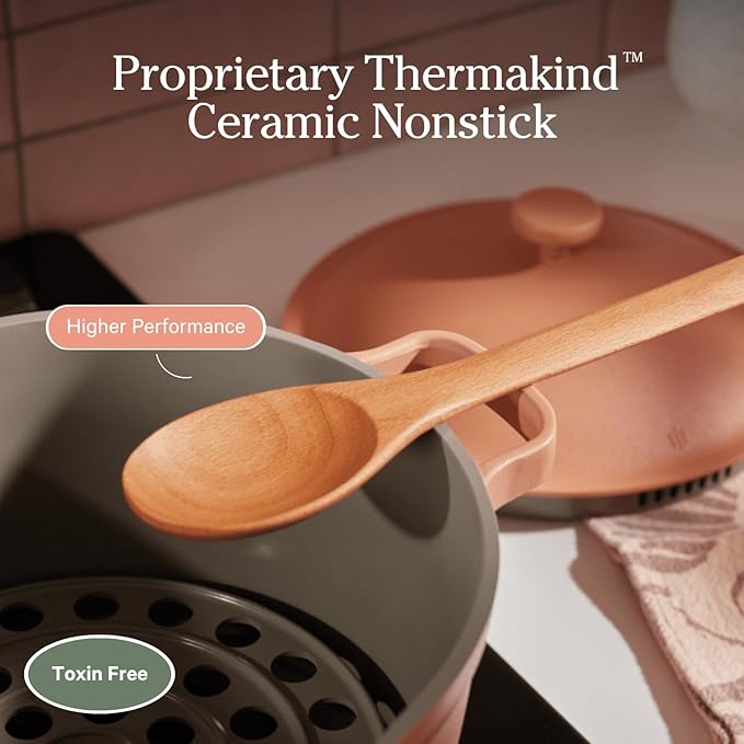 Our Place Mini Perfect Pot | 2.5 Qt Ceramic Pot with Lid & Spatula | Patented 8-in-1, PFAS-Free Nonstick, Non-Toxic Cookware | Induction & Oven-Safe up to 450째F | Char