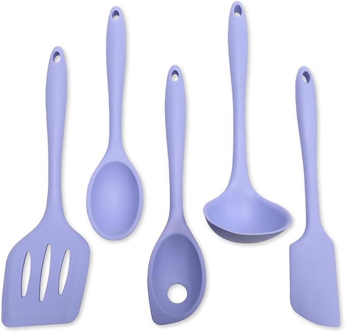 Chef Craft - Premium Silicone Kitchen Tools and Utensils Set, Non-Scratch, Withstands Temperatures up to 450째F, BPA-Free, 5 Piece Cooking Utensils Set, Pastel Blue