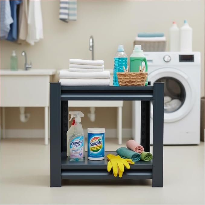 Storage Shelving Unit Height Adjustable No-Tool Assembly,Heavy Duty Garage Shelves Metal Organizer Utility Rack for Kitchen Pantry Basement Pantry Warehouse Laundry Black 15.8" H x 15.8" W x 12" D