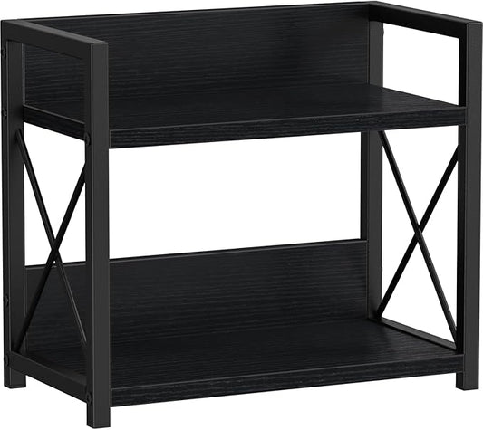 Giikin Kitchen Counter Shelf, 2 Tier Kitchen Spice Rack Organizer for Countertop, Wood Coffee Bar Organizer for Home (Black, S)