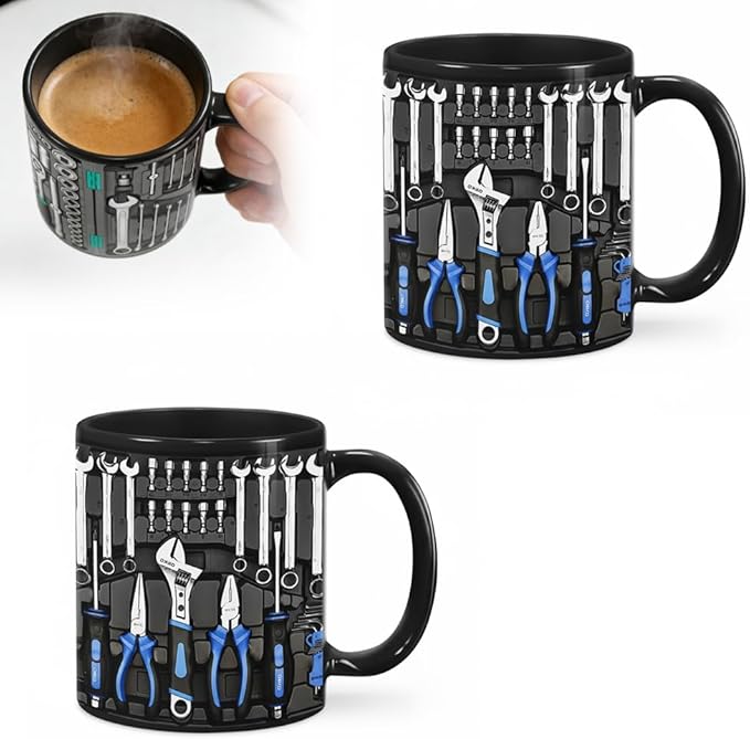 Mechanic Toolbox Mug, 2026 New Unique 3D Mechanic Toolbox Set Coffee Mug, Non-slip Reusable Mug, Suitable as a Gift for Coworkers, Fathers, Renovation Workers (J-2PCS)