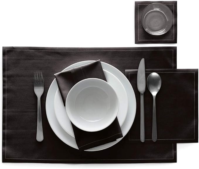 MY DRAP Washable And Reusable Cloth Placemat - 17.7 x 12.6 in (12 Per Roll, Cotton Black)