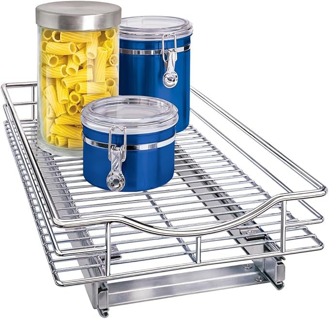 LYNK PROFESSIONAL짰 Pull Out Cabinet Organizer, 11" x 21" Slide Out Drawers for Kitchen Cabinets - Sliding Pull-Out Pantry Shelves ??Home Shelf Organizers - Lifetime Ltd. Warranty, Chrome