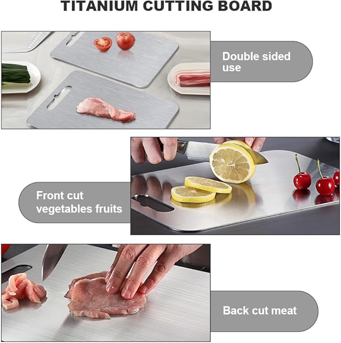 Pure Titanium Cutting Board Food Grade Cutting Board Non-slip surface, lightweight, not easy to deform, suitable for outdoor camping and kitchen use - Dishwasher safe(18"L x 12"W)