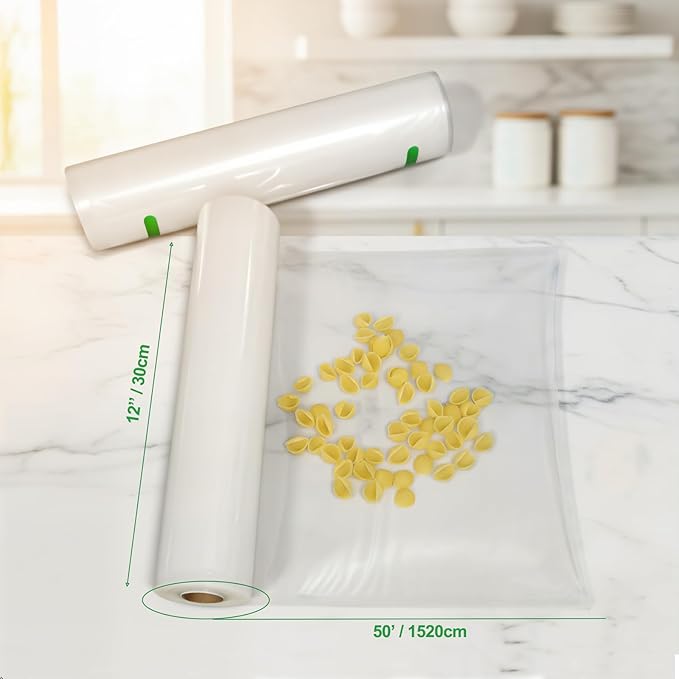 MAGIC SEAL Chamber Vacuum Sealer Bags Rolls - Clear 12?쇺셹50??Smooth Rolls 2 Pack, BPA Free Great for Food Vac Storage & Sous Vide, Non-Textured, Not Compatible with FoodSaver-Type Vacuum Sealers