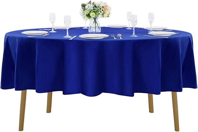 Cupuamon 60 inch Round Tablecloth Washable Polyester Table Cloth Decorative Table Cover for Wedding Party Dining Banquet（60 inch,Royal Blue）