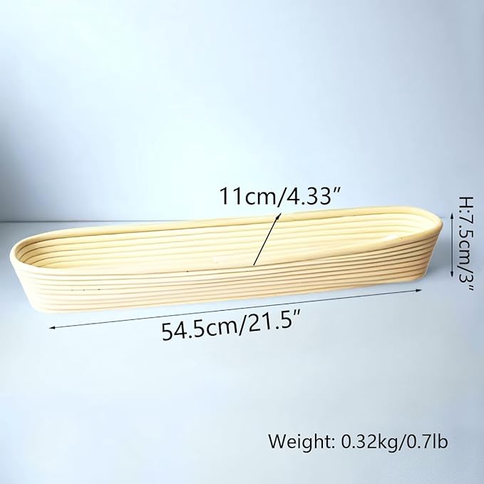 2 Pack 21.7 Inch Oval Banneton Proofing Basket Set, Natural Rattan Sourdough Bread Baking Bowl with Linen Liner, Large Cane Dough Rising Kit for Home Bakers Making Artisan Baguette Batard