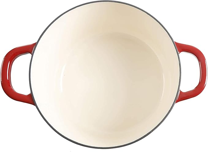 Crock-Pot Artisan 7-Quart Round Enameled Cast Iron Dutch Oven ??Scarlet Red, Heavy-Duty Cookware for Slow Cooking, Baking, Roasting with Lid