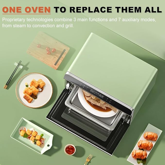 ROBAM Toaster Steam Combi Oven, Countertop Air Fryer 20-in-1 Oven with Convection & Grill, Stainless Steel Interior, 3-Layer Insulated Glass Door, 3 Steam Modes, 30 Built-In Recipes (Blue)