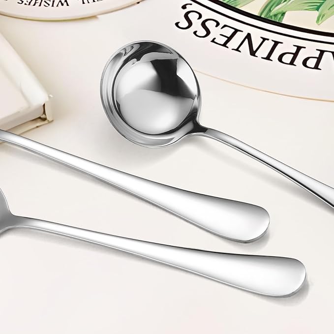 Serving Utensil Set 11-Piece Stainless Steel Modern Flatware Server All Metal Kitchen Cooking Tools Solid Spoon Slotted Ladle Skimmer Pasta Server Cake Knife Cutter Spatula Turner