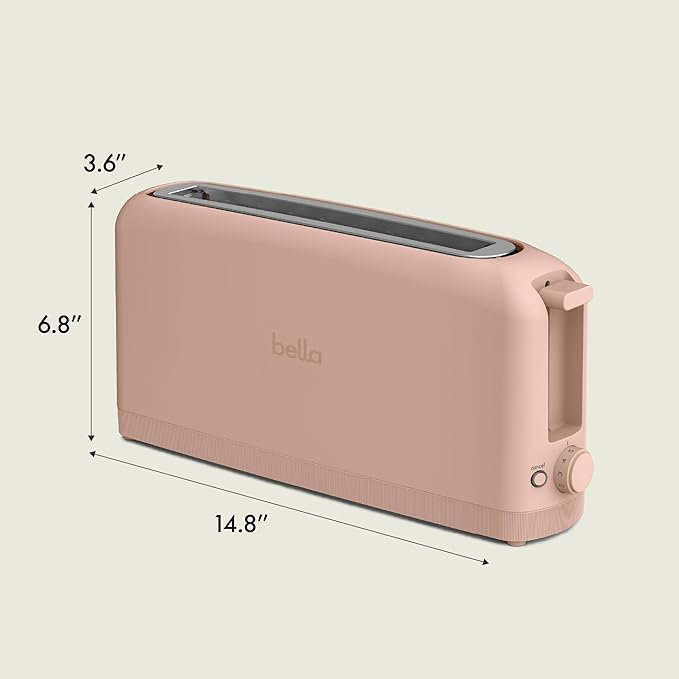 bella 2 Slice Slim Toaster, Fits-anywhere??Kitchenware, 6 Setting Shade Control with Reheat & Cancel Buttons, Fits sourdough, 10??Long Slot, Anti Jam & Auto Shutoff, 900 Watt, Blossom