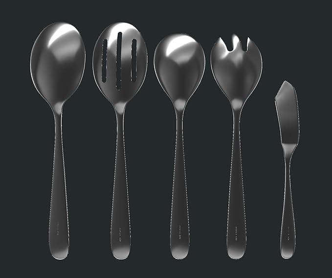 Serving Utensil Set ??18/10 Stainless Steel Serving Spoons, Salad Servers, Butter Knives, Mirror Finish, Dishwasher Safe, Elegant and Durable (10-Piece Serving Set, Fidenza)