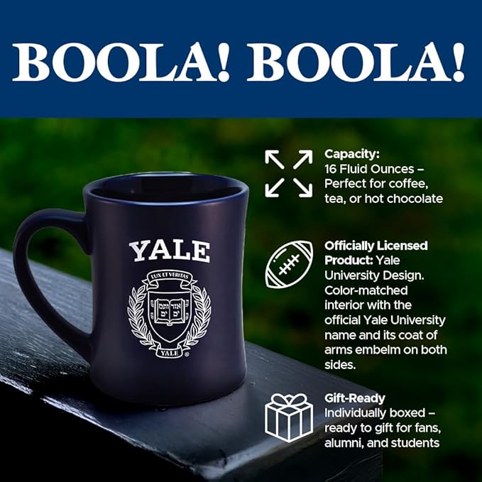 Yale Bulldogs Ceramic 16oz Sculpted Mug ??Official Team Logo Coffee Cup ??Handwash Recommended ??Individually Boxed