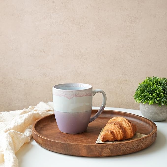 Bosmarlin Ceramic Coffee Mug Set of 4, 17 Oz, Purple Coffee Cups with Big Handle, Microwave Safe, Unique Reactive Glaze