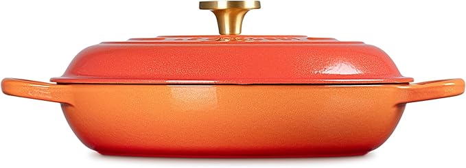Le Creuset Enameled Cast Iron Signature Braiser 3.5 qt., Flamme Doree with Crucible Knob