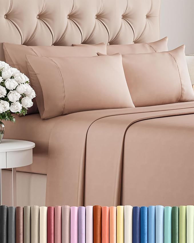 Full 6 Piece Sheet Set - Cooling & Breathable Bed Sheets - Hotel Luxury Bed Sheets for Women, Men, Kids & Teens - Comfy Bedding with Deep Pockets & Easy Fit - Soft and Wrinkle Free - Full Mauve Sheets