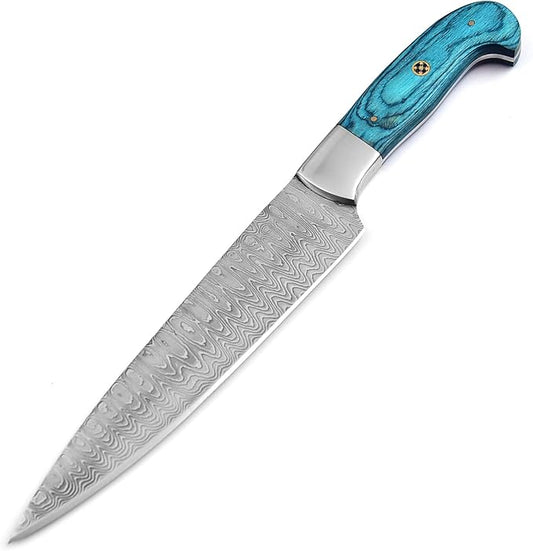 101-1 Stainless Steel Damascus Kitchen Knife Hand Forged Butcher Chef Knife 8" Sharp Blade Knife for Home Camping BBQ Gift for Men 101-1 (1)