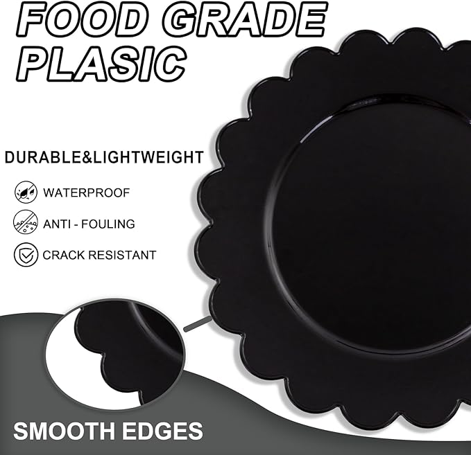 SUT 72 PCS Black Plastic Plates - 7.5 Inch Plates Disposable Heavy Duty竊똏lastic Plates for Party, Dessert & Celebrations