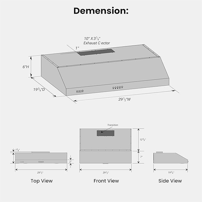 Under Cabinet Range Hood 42 Inch, 580 CFM Dual-Motor Kitchen Vent with LED Lights, Button Control, Ducted Vent Hood, Reusable 5-Layer Aluminum Filters, Stainless Steel