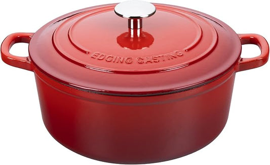 Enameled Cast Iron Dutch Oven Pot with Lid, 7 Quart, Round Dutch Ovens, Bread Oven Dual Handles, for Bread Baking, Oven Safe up to 500째F, Red