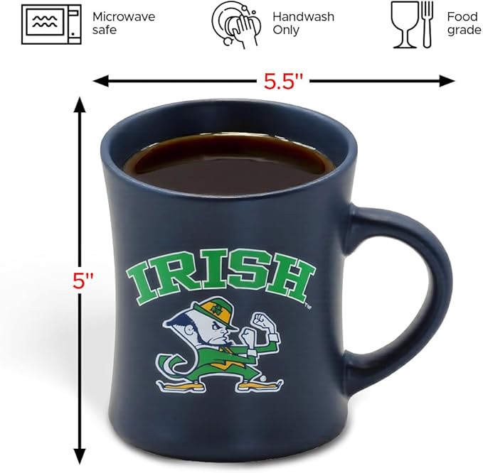 Notre Dame Fighting Irish Ceramic 16oz Sculpted Mug ??Official Team Logo Coffee Cup ??Handwash Recommended ??Individually Boxed