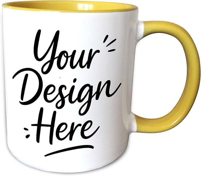 Custom Two-Tone Yellow Coffee Mug 11oz - Personalized Design Both Sides - White & Sunny Yellow Ceramic Mug Gift - Cheerful Present