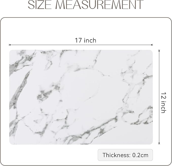 Romanstile Vinyl Placemats Set of 8-12 X 17 Inch - Heat Resistant Place Mats 100% Waterproof Oilproof Wipeable Reversible Faux Leather Table Mats for Kitchen, Dining, Party, Outdoor, Marble
