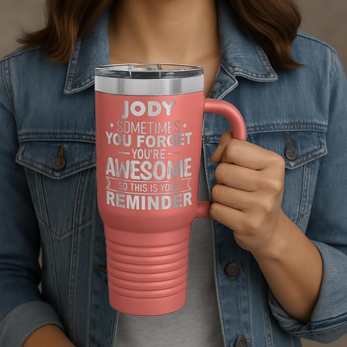 Personalized Inspirational Tumbler, Inspirational Gifts for Men Dad Father Wife Sister Women, Custom Birthday For Him Her, Customized You?셱e Awesome Tumbler, Teacher Coworker Gifts 40oz Coral