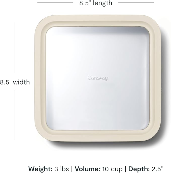 Caraway 6pc Glass Food Storage Set ??10 Cup Food Containers (6) - Ceramic Coated - Non Toxic, Non Stick with Lids - Microwave Safe - Cream