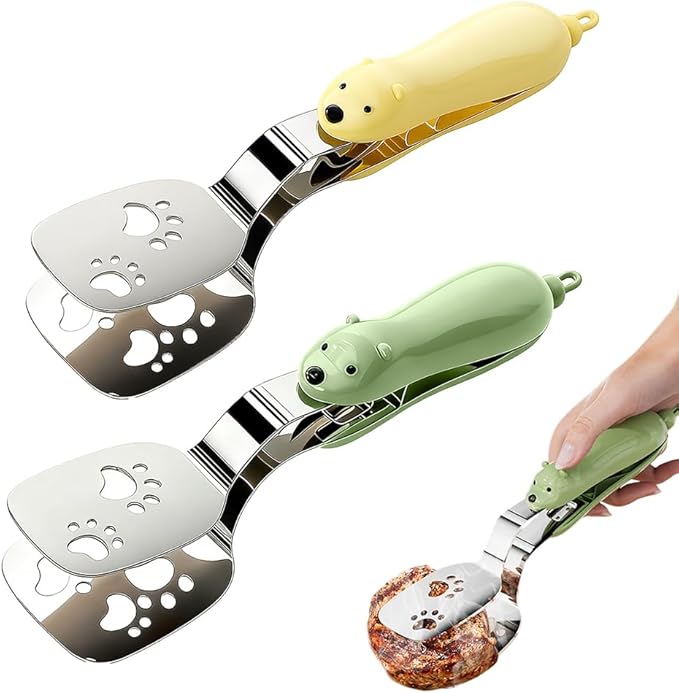 2-in-1 Non-Slip Durable Spatula Tongs,2026 New Kitchen Cooking Tongs Egg Flipper Spatula,Stainless Steel Barbecue Clamp Food Flip Shovel Clip for Steak Fish Bread Pizza,Home Cooking Tool 癤?(MiX)