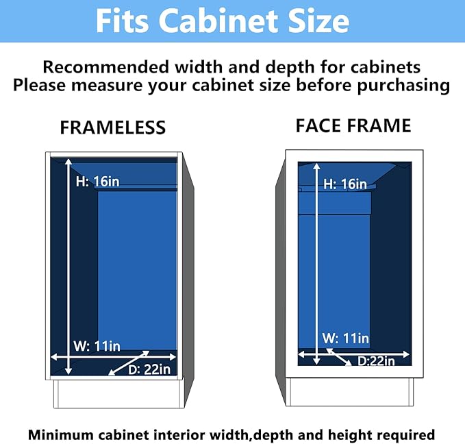 2 Tier Individual Pull Out Cabinet Organizer 10쩍" W x 21쩍" D, Heavy Duty Cabinet Pull Out Shelves, Slide Out Drawers Organization for Kitchen Cabinets Bathroom
