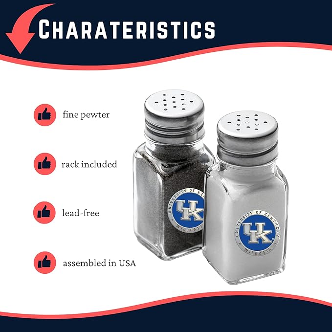 Heritage Pewter Kentucky Salt and Pepper Shaker Set of 2 Bottles | Expertly Crafted Pewter Glass