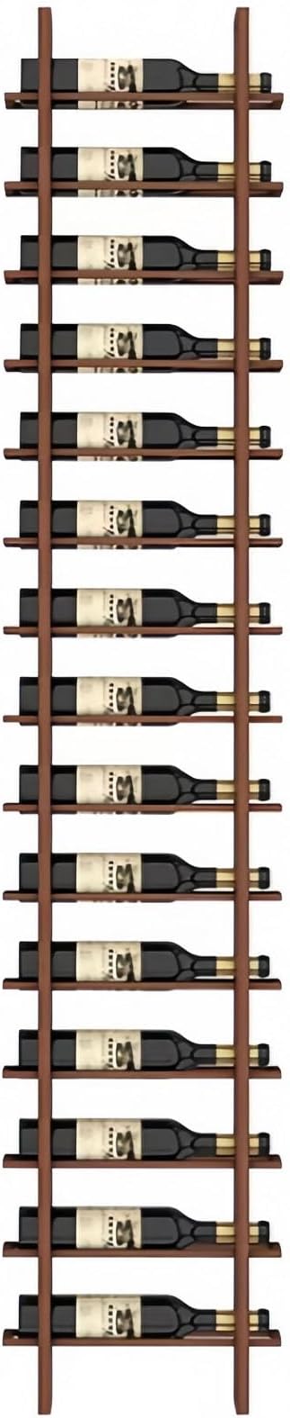 15-Bottle 1-Column Wall-Mounted Wine Rack, Brown Metal Wine Bottle Holder with Vertical Design, Space-Saving Wine Storage Shelf for Home Bar, Kitchen, Restaurant & Cellar(15 Bottles, 15.75" W)