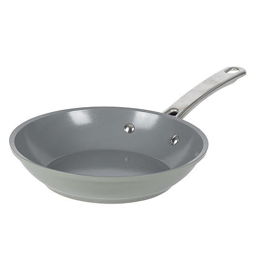 Sur La Table Kitchen Essentials 8 Inch Fry Pan PFA Free Titanium Ceramic Nonstick Interior Forged Aluminum Cookware Frying Pan - Green - Induction Compatible