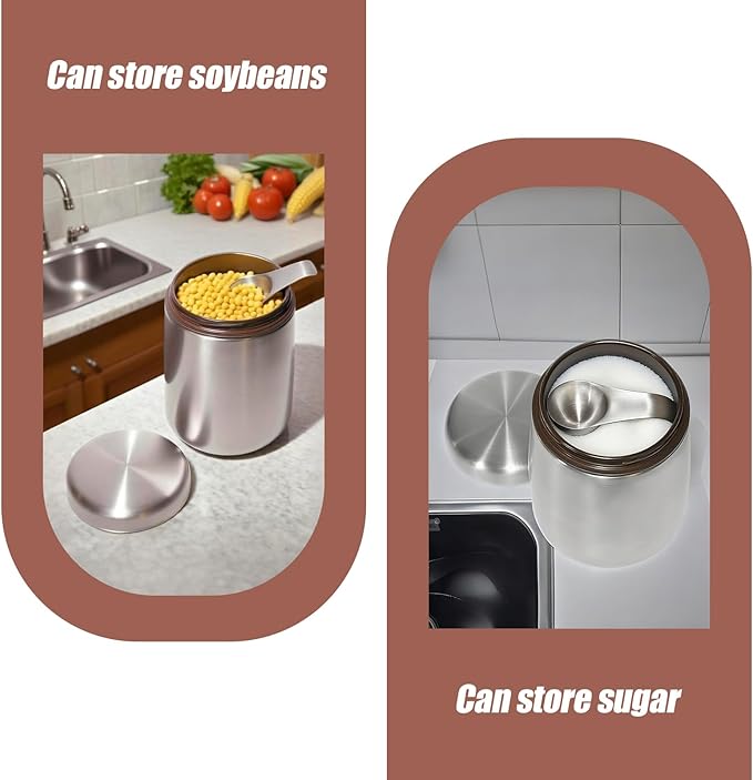 MEKBOK Coffee Canister,Airtight Stainless Steel Kitchen Food Storage Container with Date Tracker and Scoop for Grounds Coffee,Airtight Coffee Beans, Flour,Cereal,(18 OZ