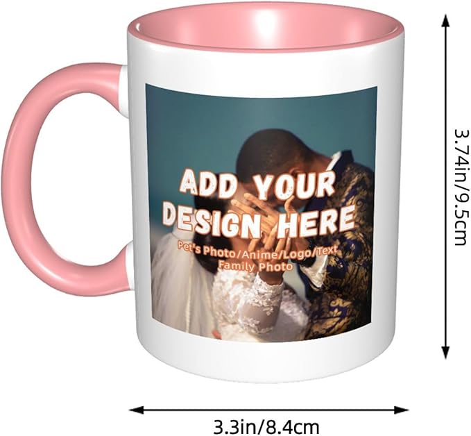 Customizable Mugs and Coffee Cups with Various Creative Designs Customize Your Photos Images Texts Partial or Full-Size Printing (Partial, Pink)