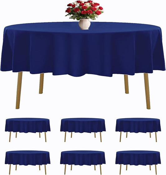 6 Pack Royal Blue Round Tablecloths 70 Inches Table Cloth Stain and Wrinkle Resistant Washable Polyester Table Cover Fabric for Party, Wedding,Dining,and Banquet Decoration