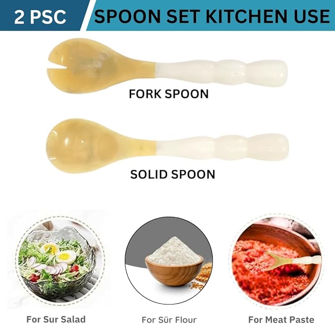 Resin Salad Server for kitchen ??2-Piece with White Handle ??Elegant Serveware for Dining & Entertaining | Resin Salad Tongs for Fall Decor, Salad Hands, Serving Utensil (12" x 2.5")