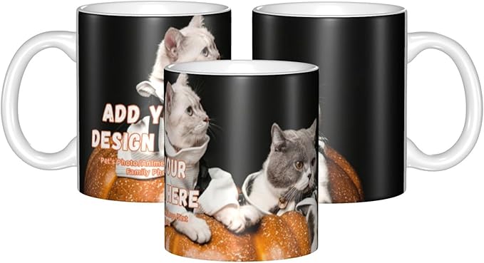 Customizable Mugs and Coffee Cups with Various Creative Designs Customize Your Photos Images Texts Partial or Full-Size Printing (Full-Width, White)