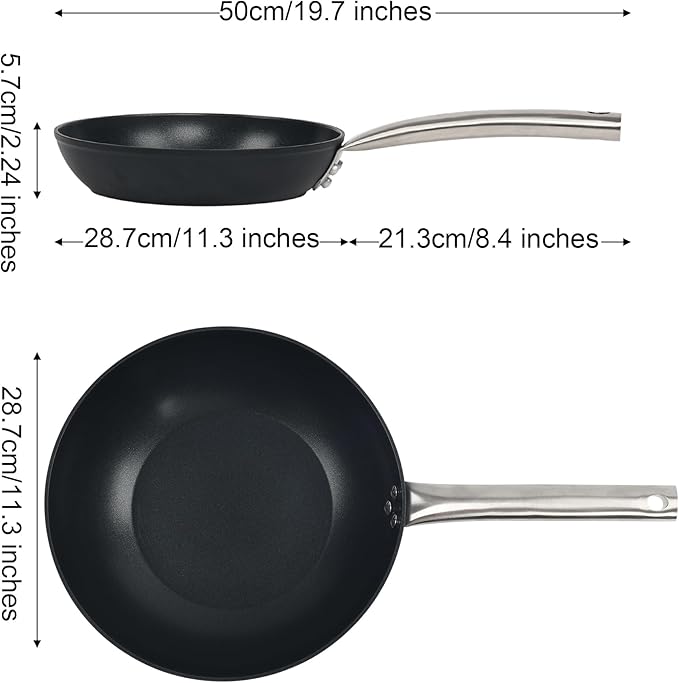 JAKE & JULIA 11" Stir Fry Pan, Non-Stick Cookware, Kitchen