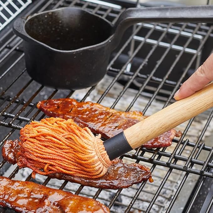 Cast Iron Sauce Pan and Basting Pot with BBQ Mop Brushes - Cast Iron Small Sauce Pots 2 Pcs for Grilling, Melting, Camping Cooking & Stoves - Mini Pot for Butter Melter