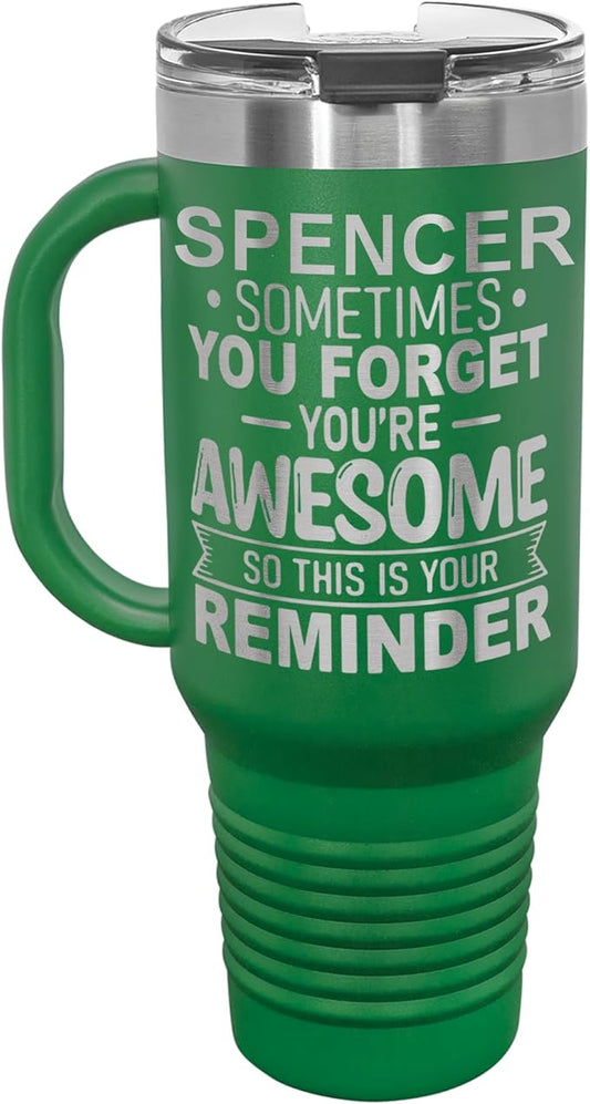 Personalized Inspirational Tumbler, Inspirational Gifts for Men Dad Father Wife Sister Women, Custom Birthday For Him Her, Customized You?셱e Awesome Tumbler, Teacher Coworker Gifts 40oz Green