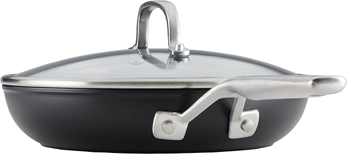 KitchenAid Hard Anodized Induction Nonstick Frying Pan Set With Tempered Lids, 4-Piece - 10 & 12 Inch ??Durable, Even Heating, Oven Safe to 500째F, Dishwasher Safe, Easy-Clean